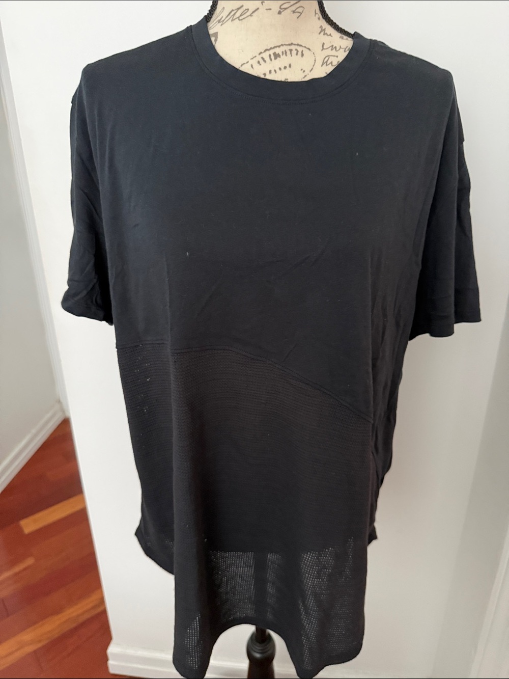 Under Armour Black Short-Sleeve Crew with Textured Lower Panel